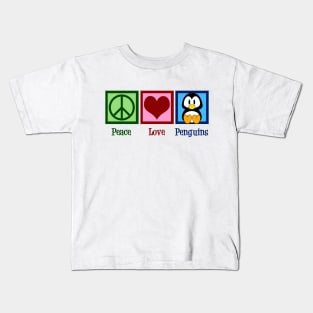 Pretty Peace Love Penguins Kids T-Shirt